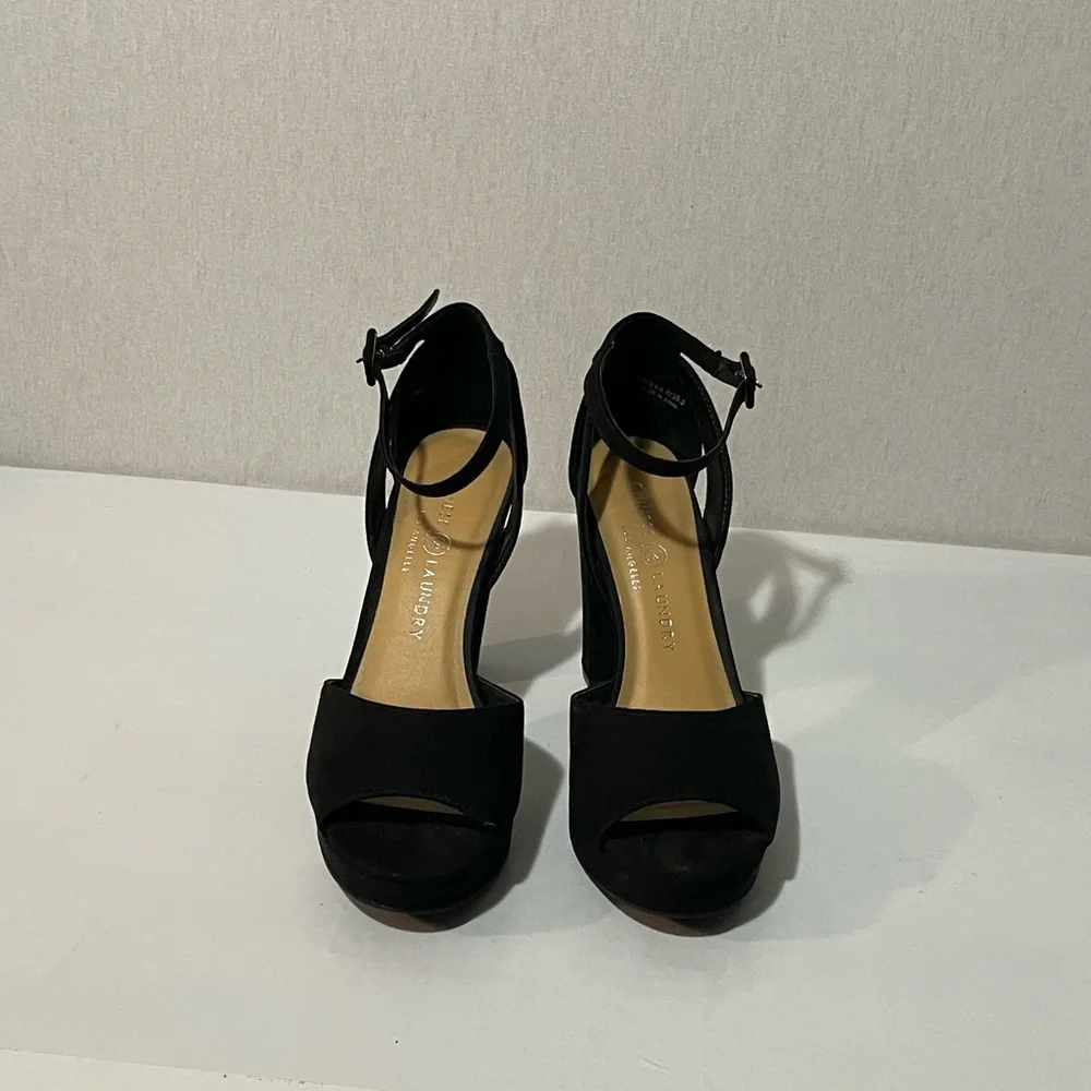 Chinese Laundry Black Suede Platform Block Heel Sandals, size 8/38.5 - Picture 4 of 8